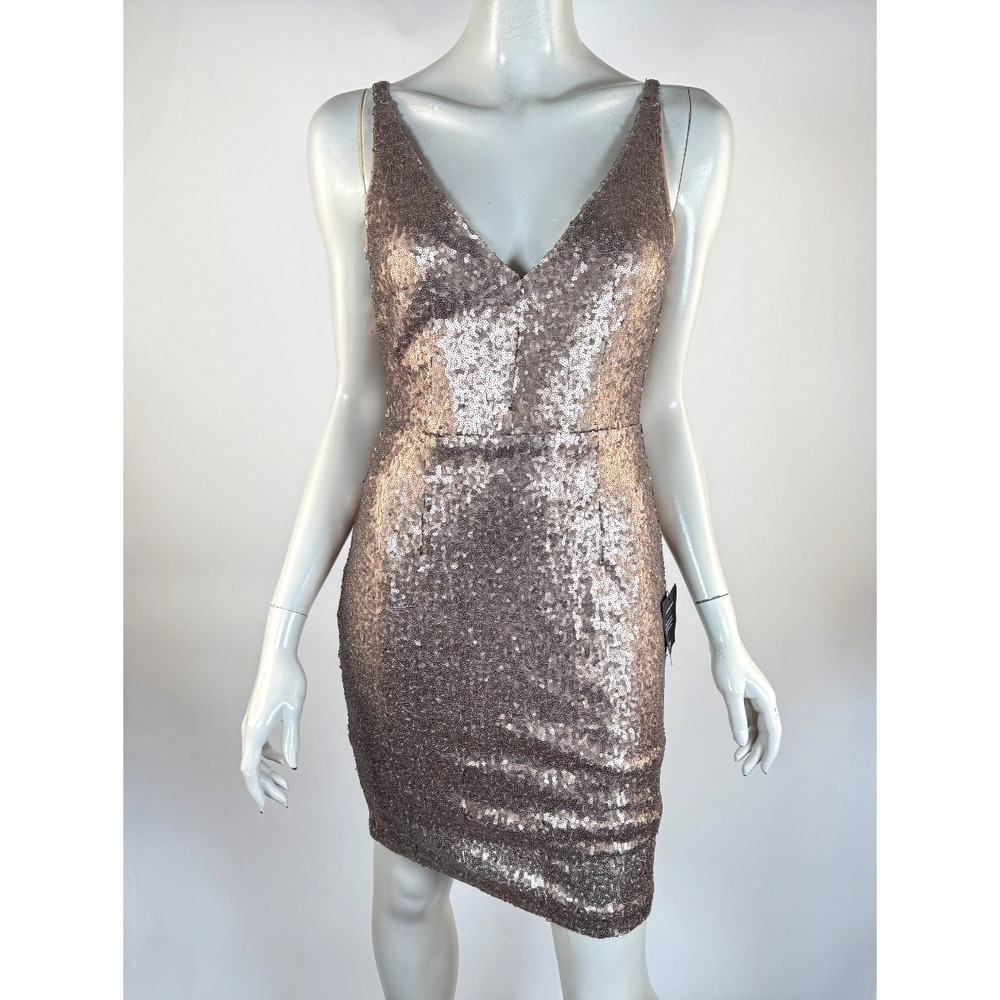Lulus Sequin Bodycon Dress Women S NWT V-neck Zip Closure Stretch Sleeveless